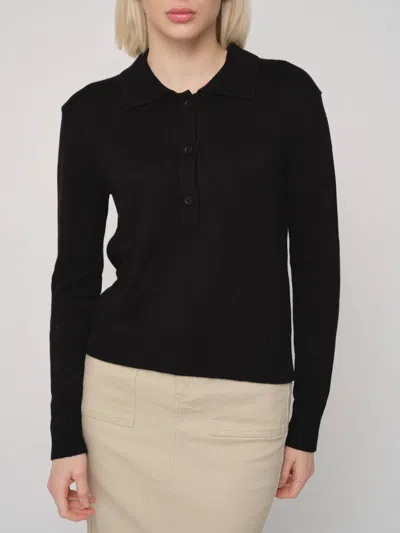 Recollection Brand Knit Polo Top In Black