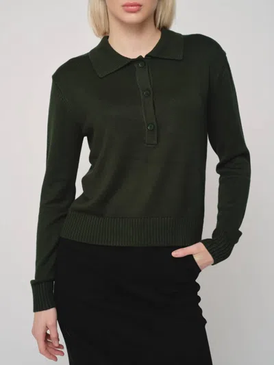 Recollection Brand Knit Polo Top In Hunter Green