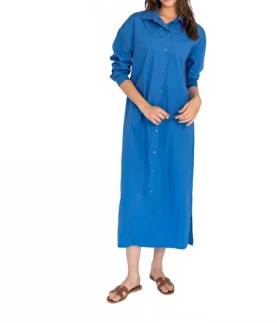 Recollection Brand Maxi Shirt Dress In Blue