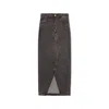Recollection Brand Women's Button Front Stretch Denim Midi Skirt In Grey Wash