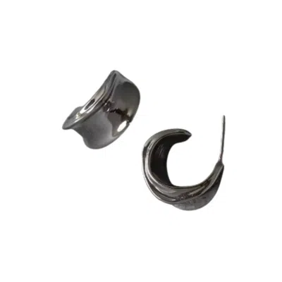 Recreation Jewels Women's Black Mia's Silver Hoops