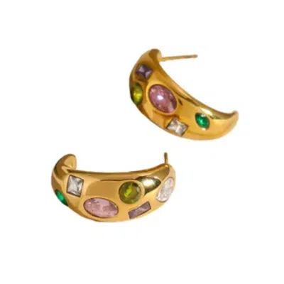 Recreation Jewels Women's Emma Multicolored Gold Hoops