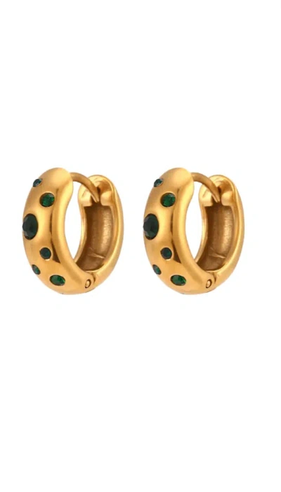 Recreation Jewels Women's Gold / Green Ellie's Green Hoops In Multi