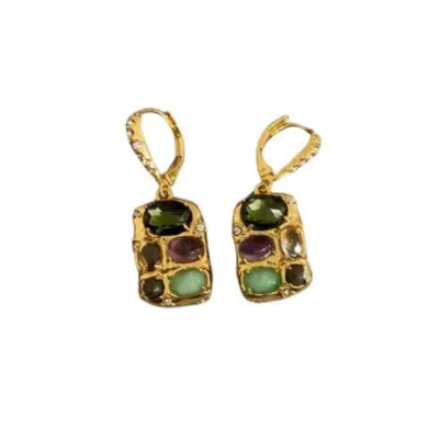 Recreation Jewels Women's Gold / Green / Pink Nalina's Vintage Hoops