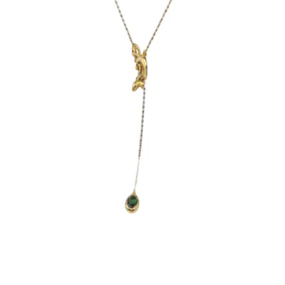 Recreation Jewels Women's Gold Mia's Droplet Gemstone Necklace