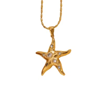 Recreation Jewels Women's Gold Pim's Starfish Necklace In White
