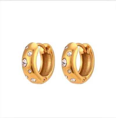 Recreation Jewels Women's Gold / White Alyna's White Hoops In Multi