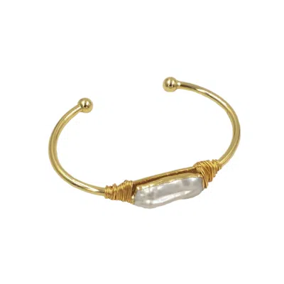 Recreation Jewels Women's Gold / White Christina's Pearl Bangle In Multi