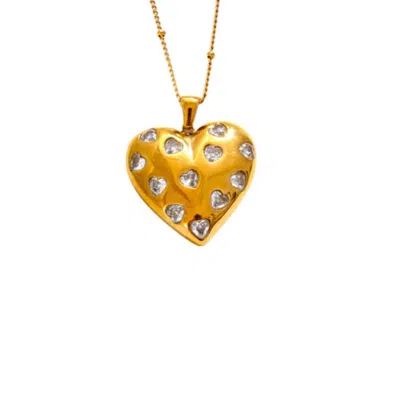 Recreation Jewels Women's Gold / White Iris' Heart Necklace