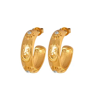 Recreation Jewels Women's Gold / White Maria's Gold Celestial Earrings In Multi