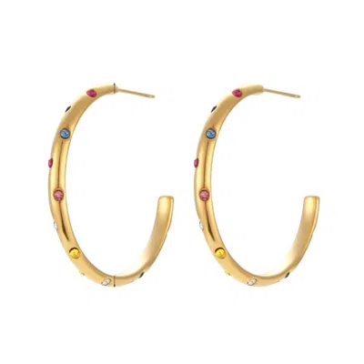 Recreation Jewels Women's Gold Zoe's Gemstone Hoops