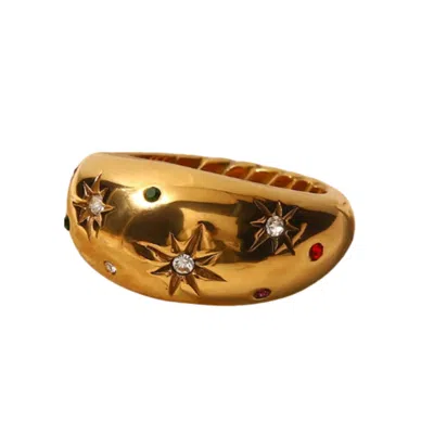 Recreation Jewels Women's Green / Red / Gold India's Star Ring In Multi