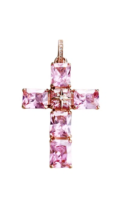 Recreation Jewels Women's Rose Gold / Pink Petch's Pink Cross Necklace