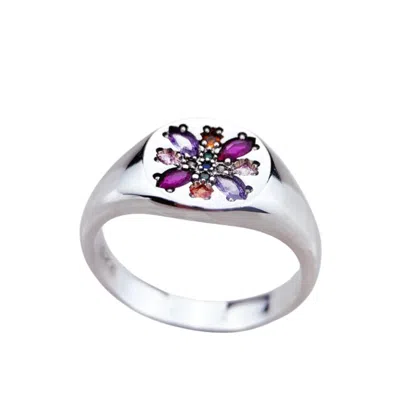 Recreation Jewels Women's Ruby's Signet Ring In Silver In Multi