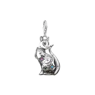 Recreation Jewels Women's Silver / Blue / Pink Elizabeth's Superpower Cat Necklace In Multi