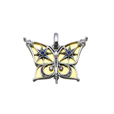 Recreation Jewels Women's Silver / Yellow / Orange Phoebe's Butterfly Necklace