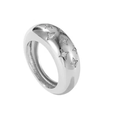Recreation Jewels Women's White / Silver Chloe's Star Ring In Silver In Multi