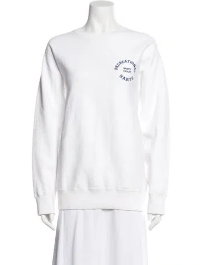 Pre-owned Recreational Habits Graphic Print Crew Neck Sweatshirt In White