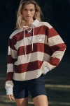 Recreational Habits Striped Rugby Full Length Shirt Burgundy In Purple