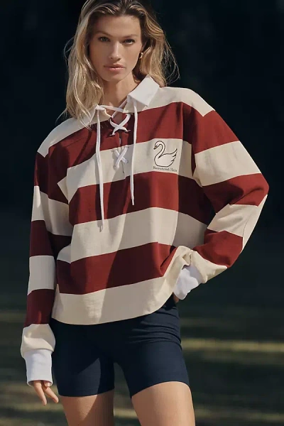 RECREATIONAL HABITS LACE-UP RUGBY SHIRT TOP
