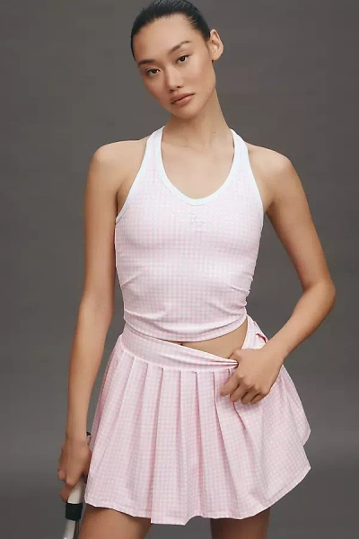 Recreational Habits Taylor Pleated Gingham Mini Skirt In Pink