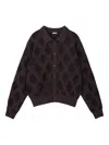 Recto Argyle-pattern Polo Cardigan In Brown