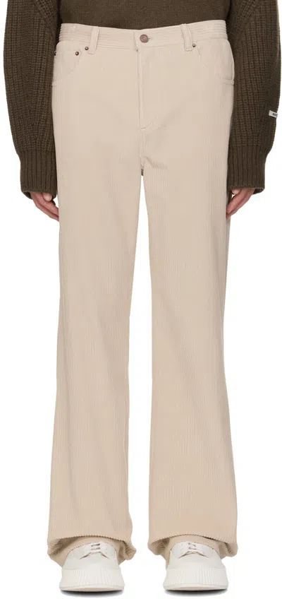 Recto Beige Cotton Trousers In Light Sepia