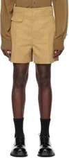 Recto Beige Pin Tuck Shorts In Beige