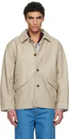 Recto Beige Vintage Washing Leather Chore Jacket In Ek