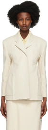 Recto Beige Waist Up Hourglass Blazer In Ecru