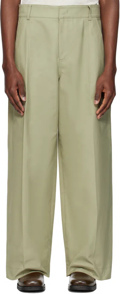 Recto Beige Wide Fit Cotton Trousers In Lk