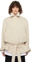 Recto Beige Wide Fit Short Trench Coat In Light Beige