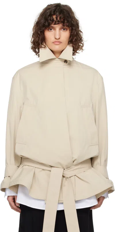 Recto Beige Wide Fit Short Trench Coat In Light Beige