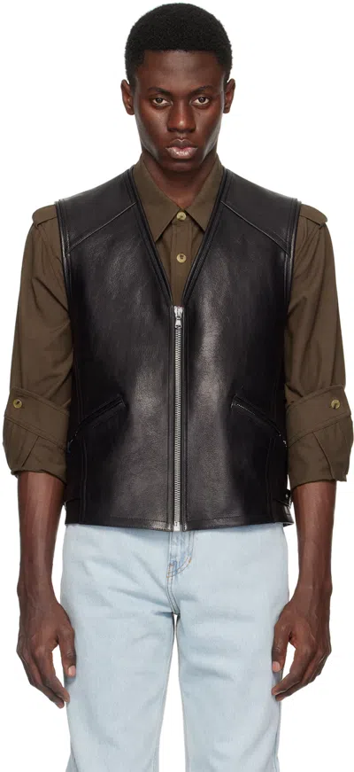 Recto Black '80s Theo Rider Leather Waistcoat