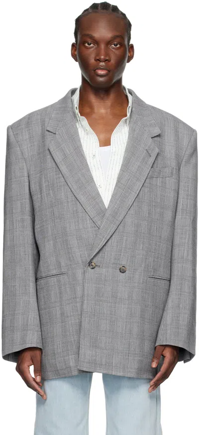 Recto Black & White Glen Check Blazer
