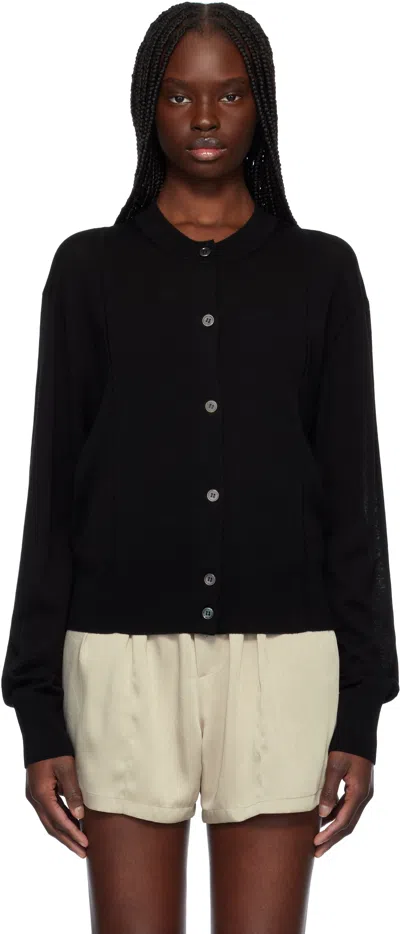 Recto Black Crewneck Sheer Knit Cardigan