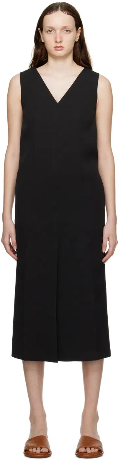 Recto Black Deep V-neck Maxi Dress