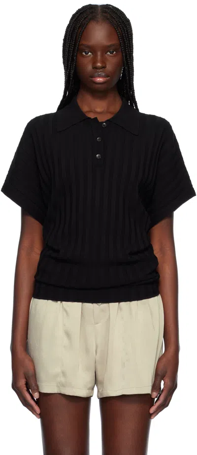 Recto Black Dolman Sleeves Knit Polo