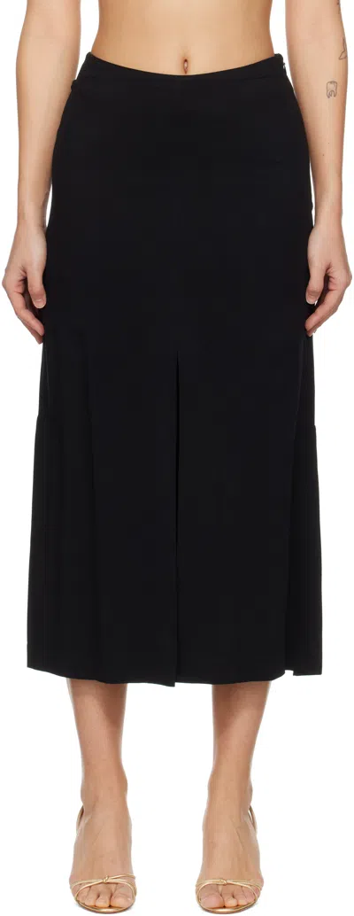 Recto Black Front Slit Midi Skirt