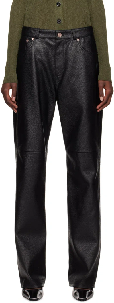 Recto Black Greta Faux-leather Pants