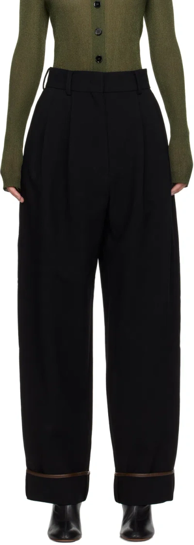Recto Black Pleated Trousers