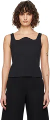 Recto Black Rc Signature Curved Neck Top In Black