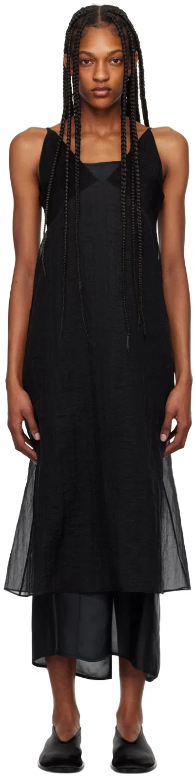 Recto Black Semi-sheer Midi Dress