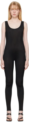 Recto Black Stirrup Bodysuit In Black