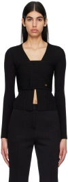 Recto Black Two-way Cardigan In Black