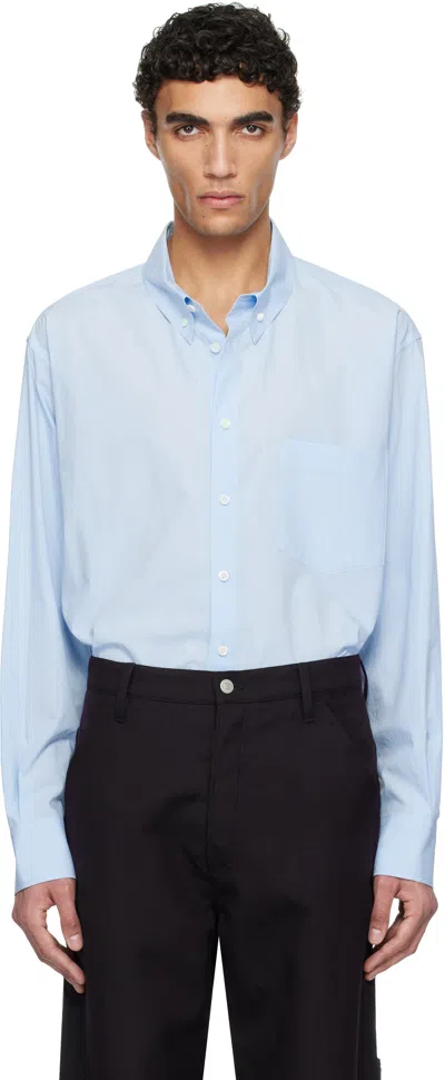 Recto Blue Button Down Collar Classic Shirt In Su