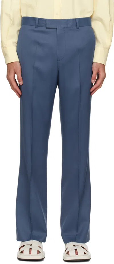 Recto Blue Monaco Flared Trousers In Sb Slate Blue