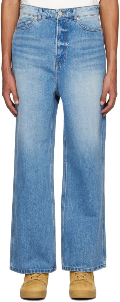 Recto Blue Wide-leg Jeans In Bl Blue