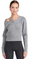 Recto Gray Bold Rib Sweater In Melange Grey