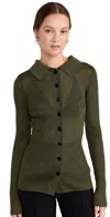 Recto Green Both Sides Opening Cardigan In Khaki